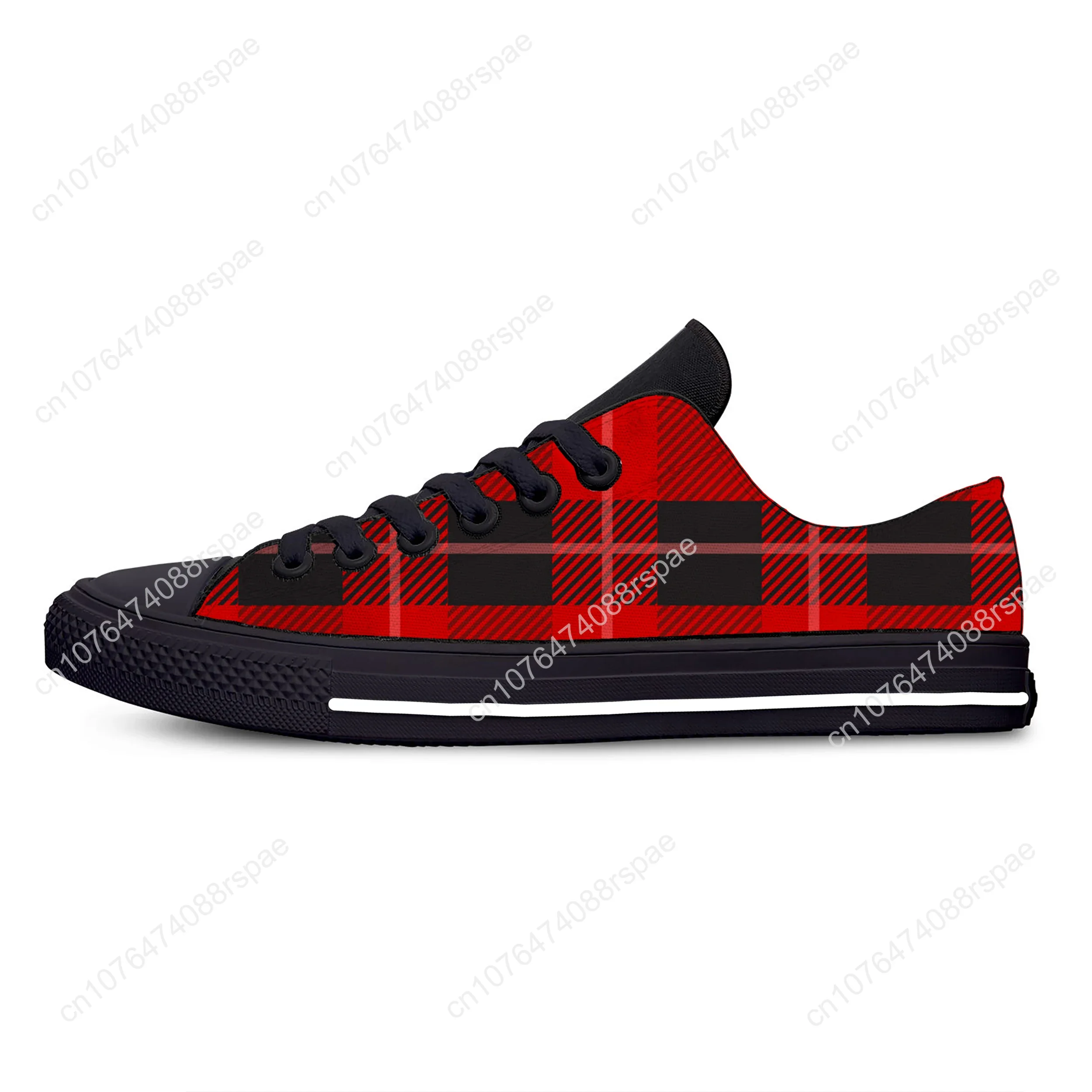 Baskets basses légères et respirantes pour hommes et femmes, chaussures de gril décontractées, impression 3D, t-shirts chauds, Clan Red Stewart Tartan Plaid Fashion