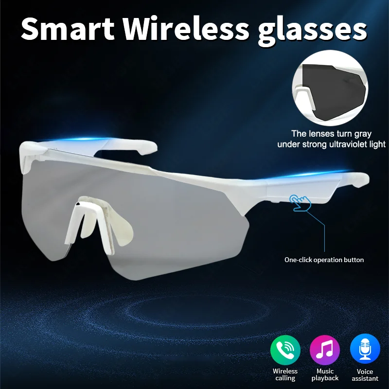 

Photochromic Cycling Glasses Smart Bluetooth Glasses Call Music Riding Eyewear By Sunglasses For Cycling Climbing Skiing Fishing