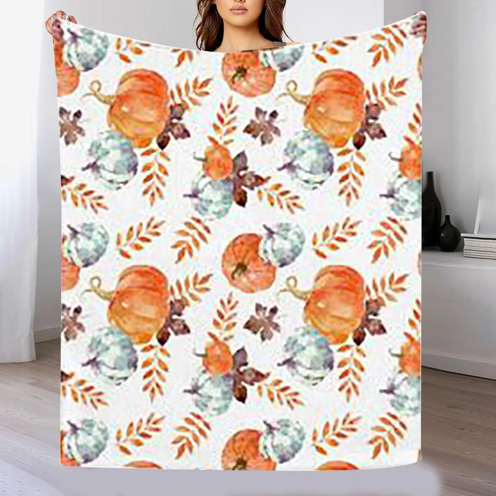 Thanksgiving Pumpkin Throw Blanket Super Soft Warm Flannel Throw Blankets Portable Couch Bed Blankets Fall Gift Blankets