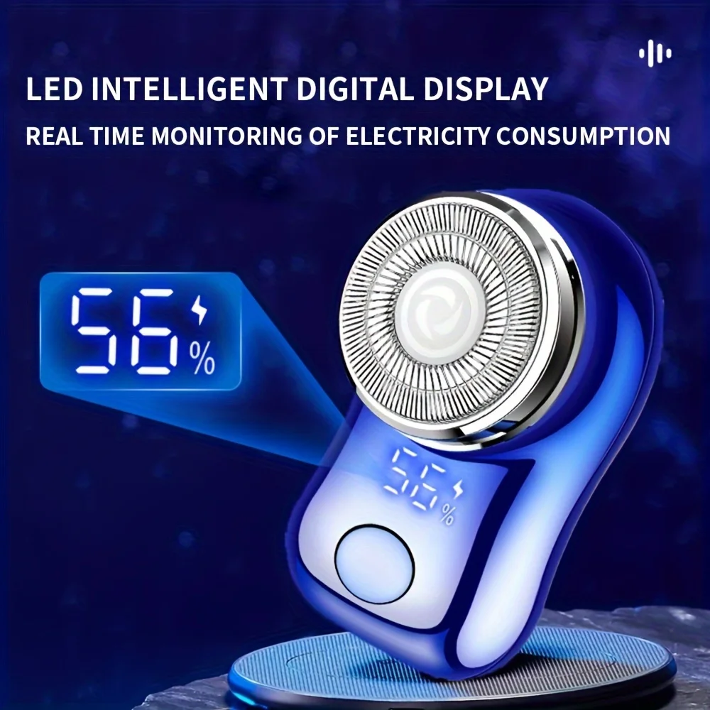 Mini Electric Shaver, Efficient Shaving, Double-ring Blade, Smart Digital Display, Detachable Head, Easy Cleaning Type-C