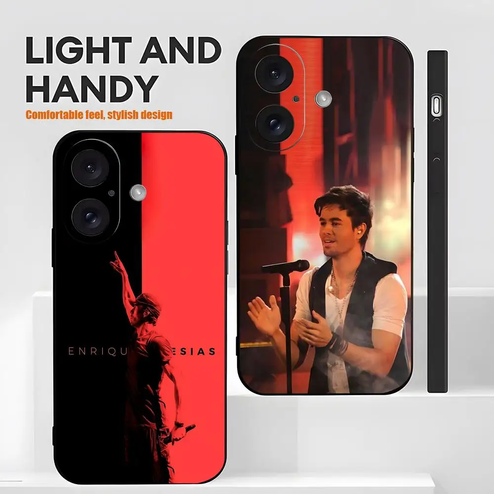 Funda para Teléfono Enrique Iglesias Star Singer para iPhone 18 17 16 15 14 13 12 X XR XS Plus Mini Pro Max, Negra, Suave, Antigolpes