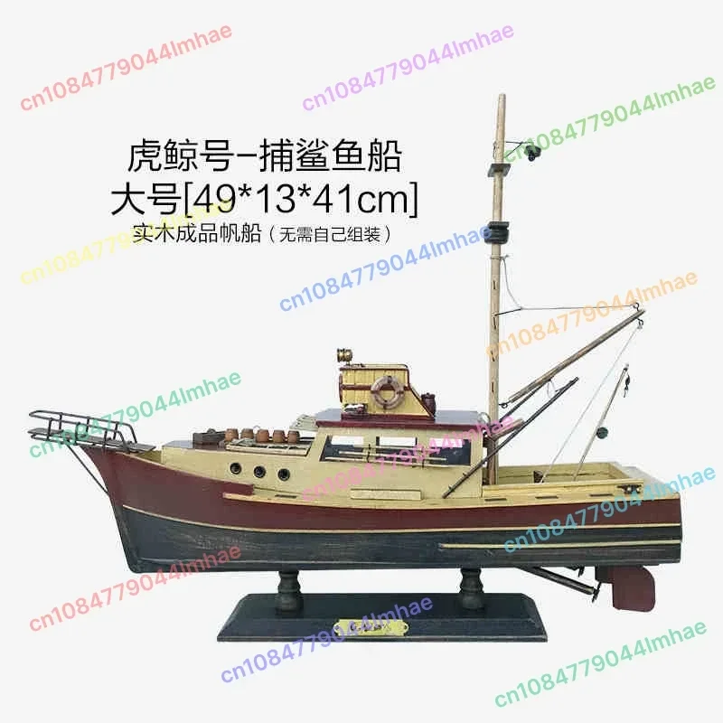 Wooden Jaws - 37cm Orca Model Shark Fishing Boat Movie Relative Items Custom Famous Boats Antique Decoration Seaside Home Decor