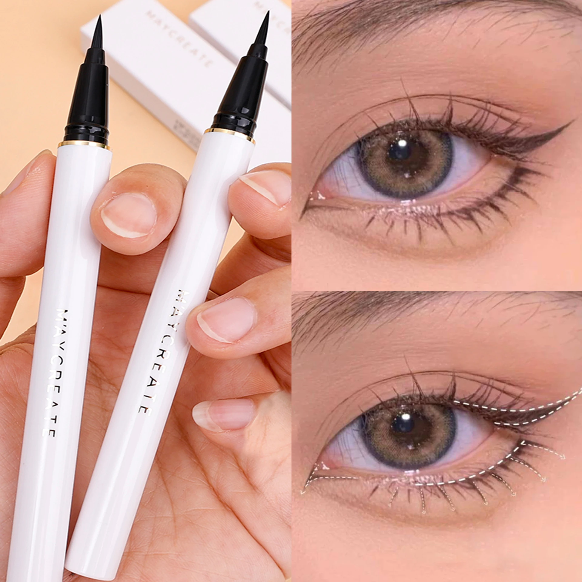 Ultra-Dunne Zwarte Vloeibare Eyeliner Potlood Waterdicht Snel Droog Glad Matte Eyeliner Onderste Wimper Pen Koreaanse Make-Up Cosmetisch