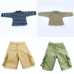 1/6 Bjd Dolls Clothes Short -sleeved Striped Sweater, Solid Color Pants, Suitable for 1/6, YOSD, 30 Cm SD Doll Accessories Toys