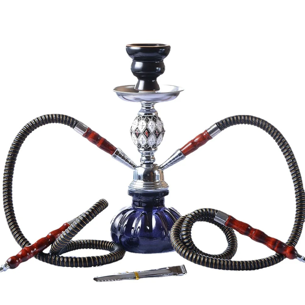 Double Hoses Glass Shisha Hookah Water Pipe Kit Nargile Sheesha Chicha Narguile Completo Bowl Charcoal Tong Hookah Smoking Pipe
