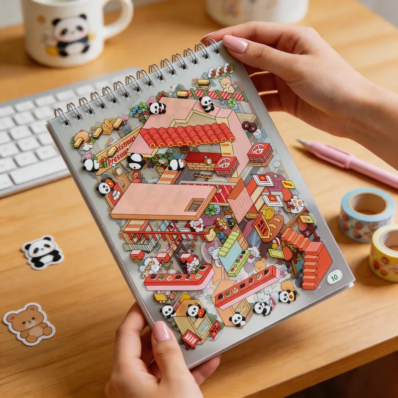 3D Scene Sticker Book Includes 8 Different Miniature Scenes Suitable for DIY Mini Houses Planner Decoration Good Gift Choices
