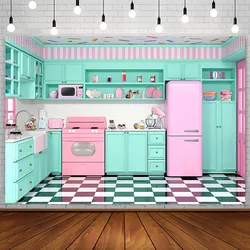 My Cupcakes Photography Kitchen Pink Cooking Baking Girl Birthday Cake Table Decor Backdrops Background Photo Studio
