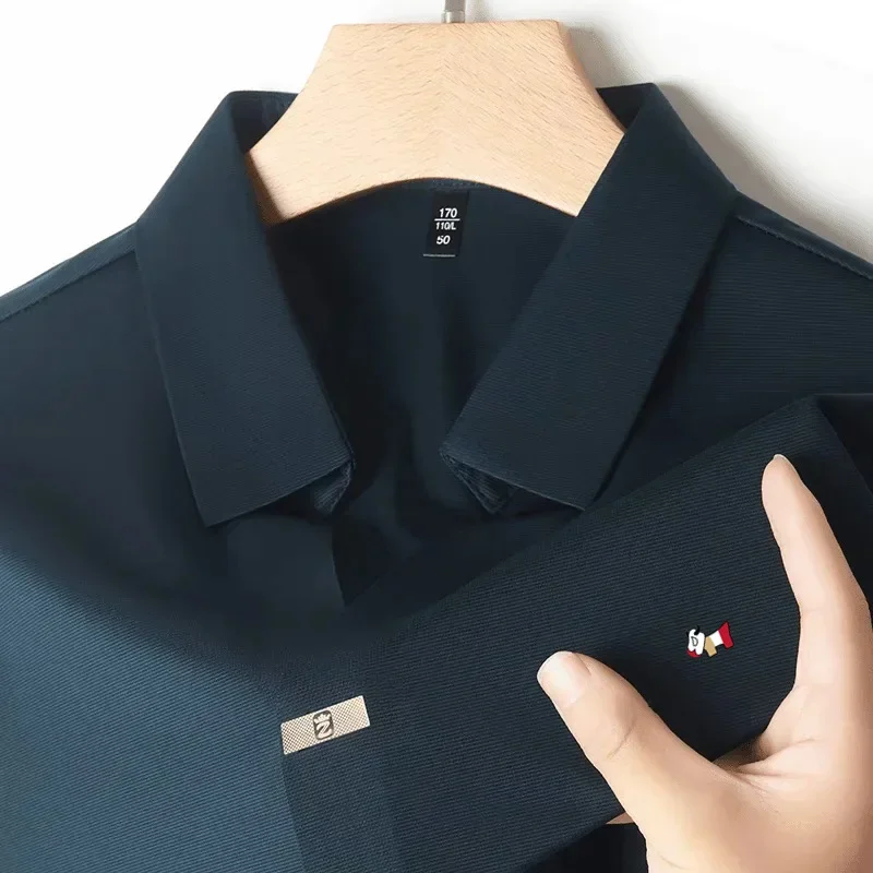 Men's Golf Polo Shirt Design Short Sleeved Top Summer Ice Silk Comfortable Casual Solid Color Luxury Brand Men's Golf Clothing