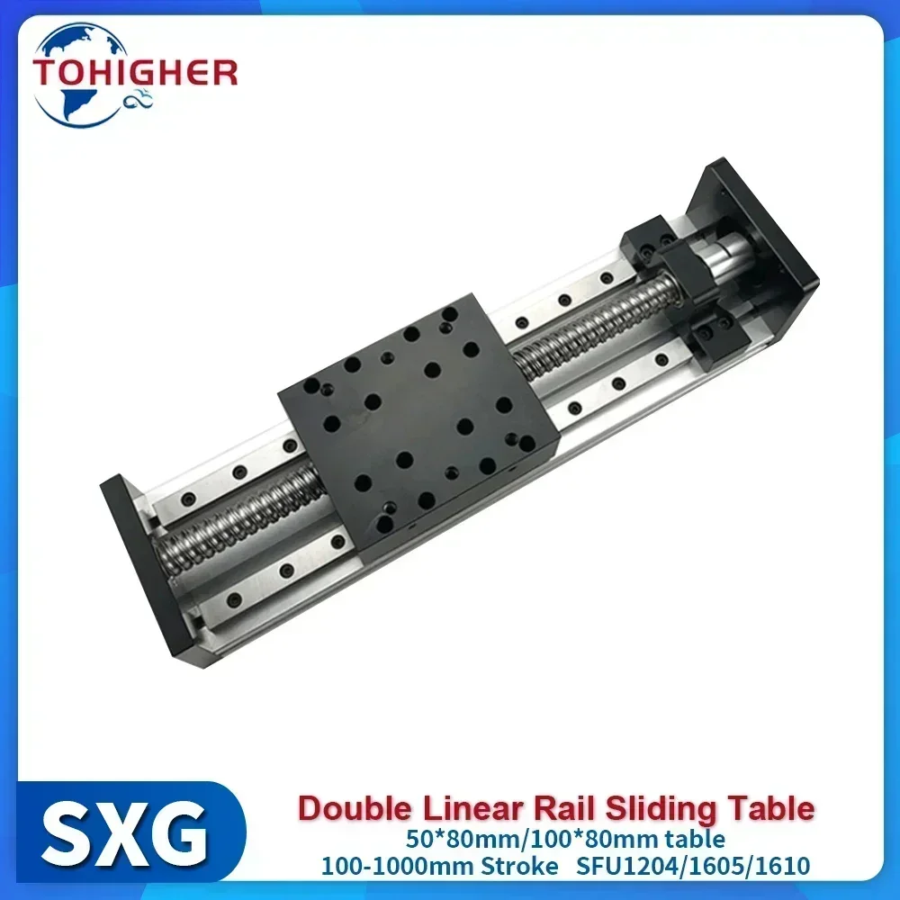 CNC Linear Guide Table Double Rail Sliding Table XYZ Axis Ball Screw Linear Stage Mobile Table 80mm Width SFU1204/SFU1605/1610