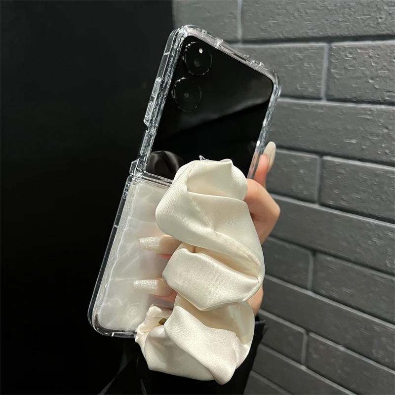 For Xiaomi Mix Flip Luxury Transparent Water Ripple Silk Wrist strap Phone Case Cover_voghion.com