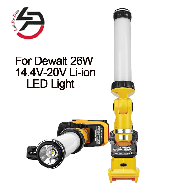 LED Work Light for Dewalt 26W 14.4V-18V Lithium Battery 2000LM USB Flashlight DCB203 DCB204 DCB206 DCB205-2 DCB204-2 DCB206-2