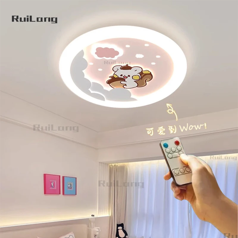 

Dimmable Led Nut Mouse Ceiling Light For Kids Room Girls Bedroom Princess Pink Chandelier Baby Nursery Decor Cloud Ceiling Lamp