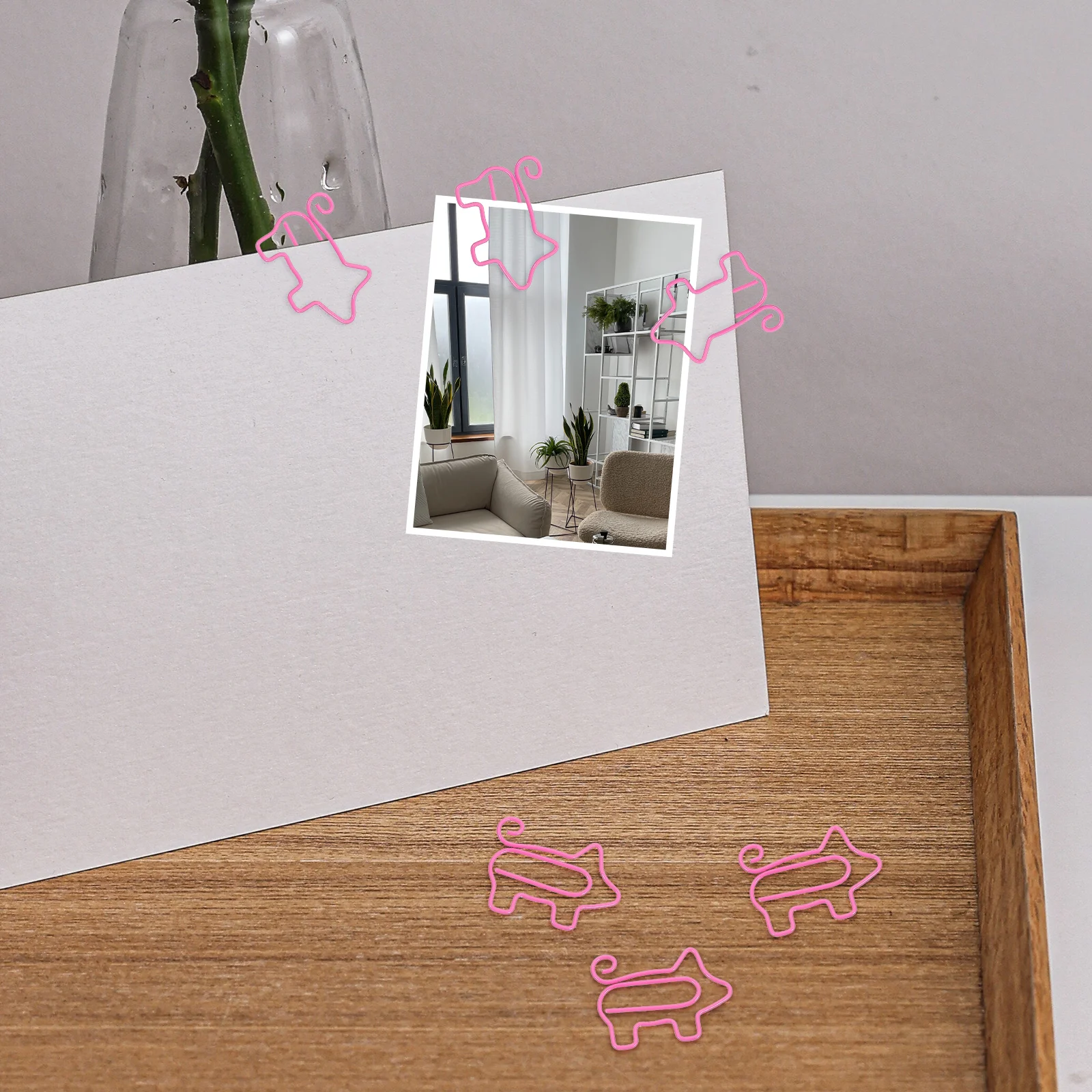 

50Pcs Pig Shaped Metal Clips Smooth Surface Rust Free Office School Use Pink Metal Paper Clips Office Paper Clip