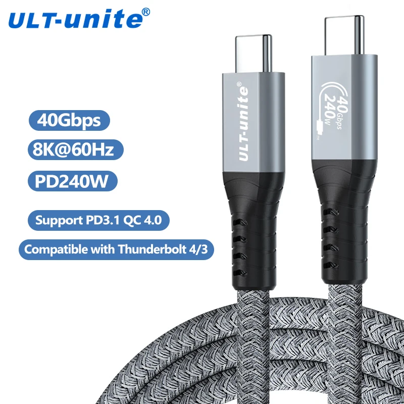 Cable USB 4 DE 40Gbps para ordenador portátil, Cable de transferencia de datos de 240W, carga rápida, 8K, 6K, vídeo Dual 4K, para Thunderbolt 3/4, eGPU, Mac Studio Hub