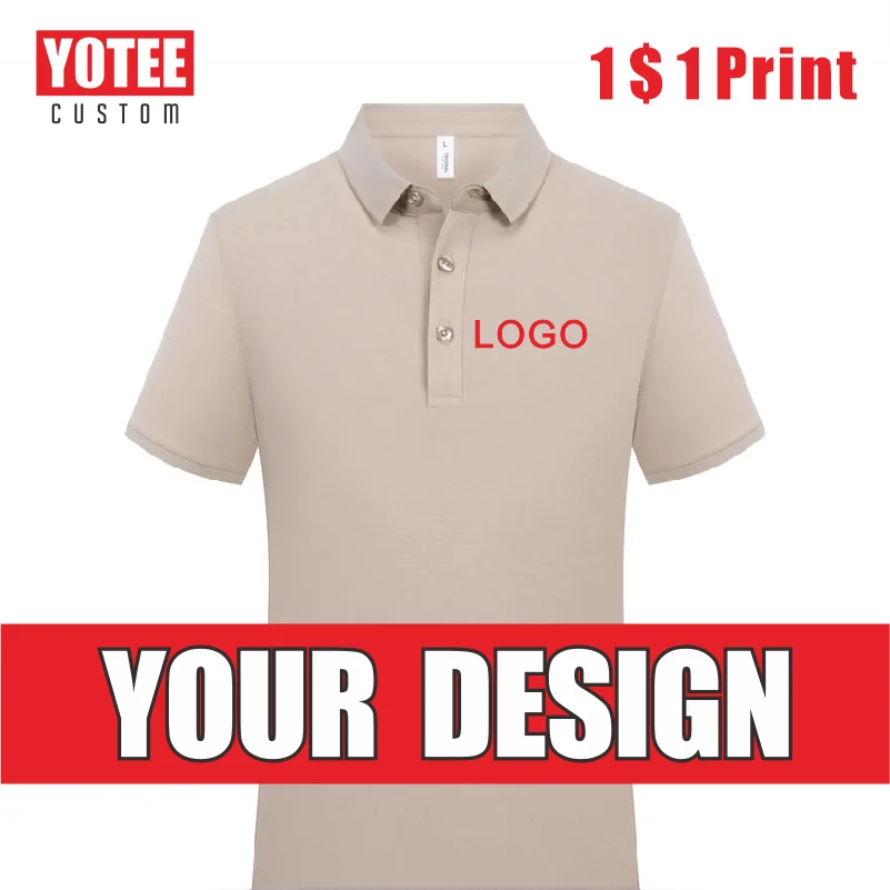 Новая мужская рубашка-поло YOTEE, Повседневная рубашка-поло из 51% хлопка с вышивкой и логотипом на заказ, мужская рубашка-поло с коротким рукавом, большое количество