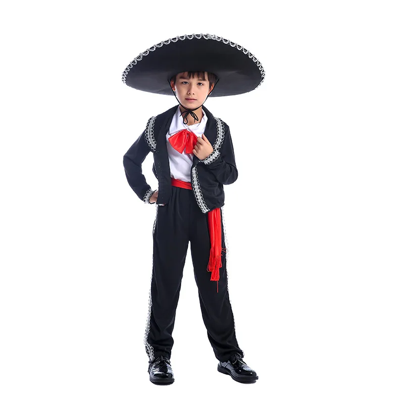 Kids Halloween Mexican  Dance Costume Boys Cosplay Costumes Children's Day Performance Party Clothes