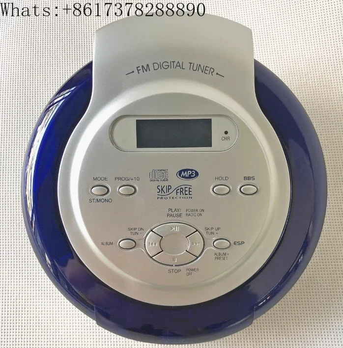 

Portable CD player walkman bass boost system high quality music shockproof MP3 format discs LCD display 3.5mm audio interface