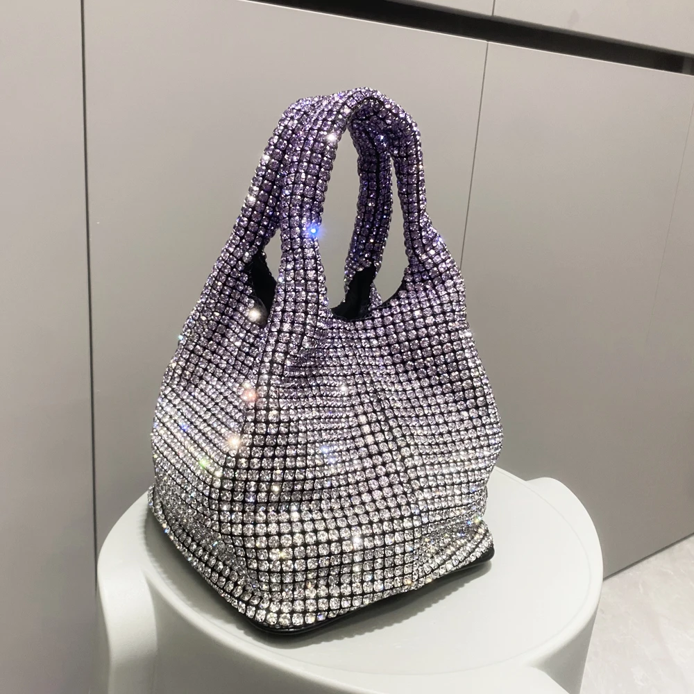 

Rhinestones Evening clutch Bag Purses and handbag luxury Designer hobo shoulder bag Shiny Crystal Clutch purse bucket bag