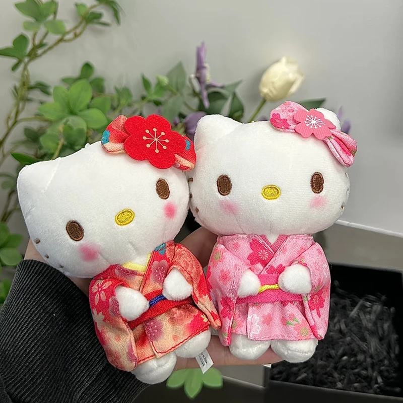 Süße Hello Kitty Sanrio Kimono Plüschpuppe Anime Figur japanischer Stil Sakura Schlüsselanhänger Taschenzubehör Freundin Geschenke