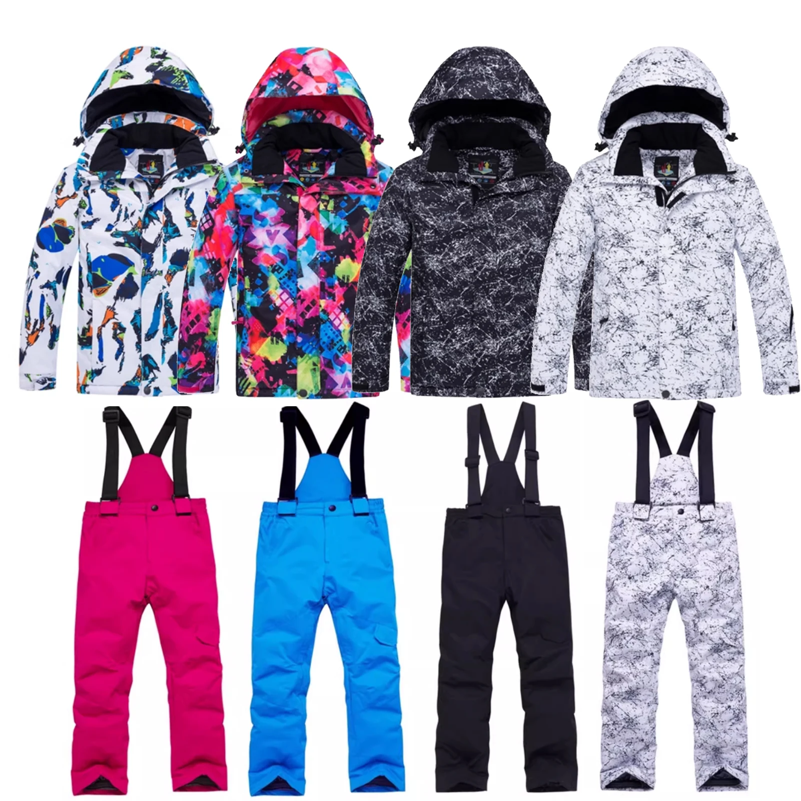 

Girls Snowsuits,Winter 2-Piece Children's Ski Suit,Kids Warm Ski Jacket +Trousers,Waterproof Windproof Boys Snowboarding Wear