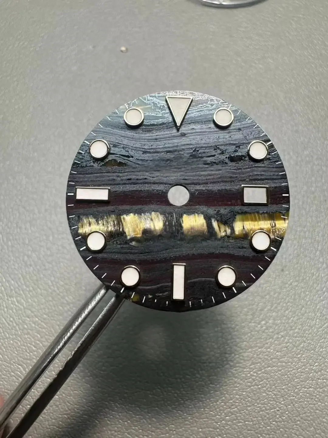 substitute new GMT tiger eye stone watch dial compatible with Shanghai 3285 movement