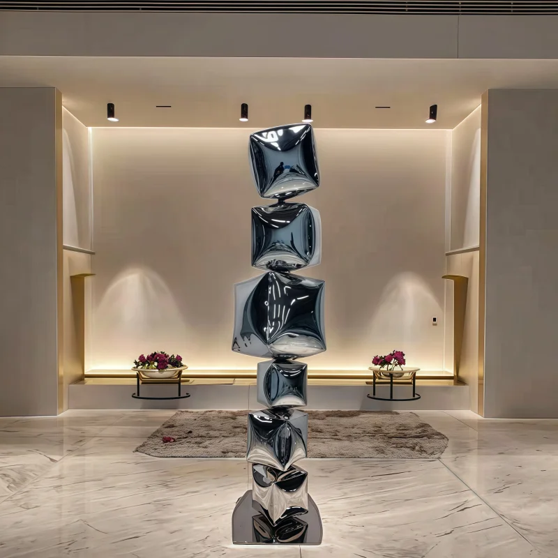 Stainless steel tofu foam abstract indoor living room corridor hotel store indoor sculpture art decorative ornament