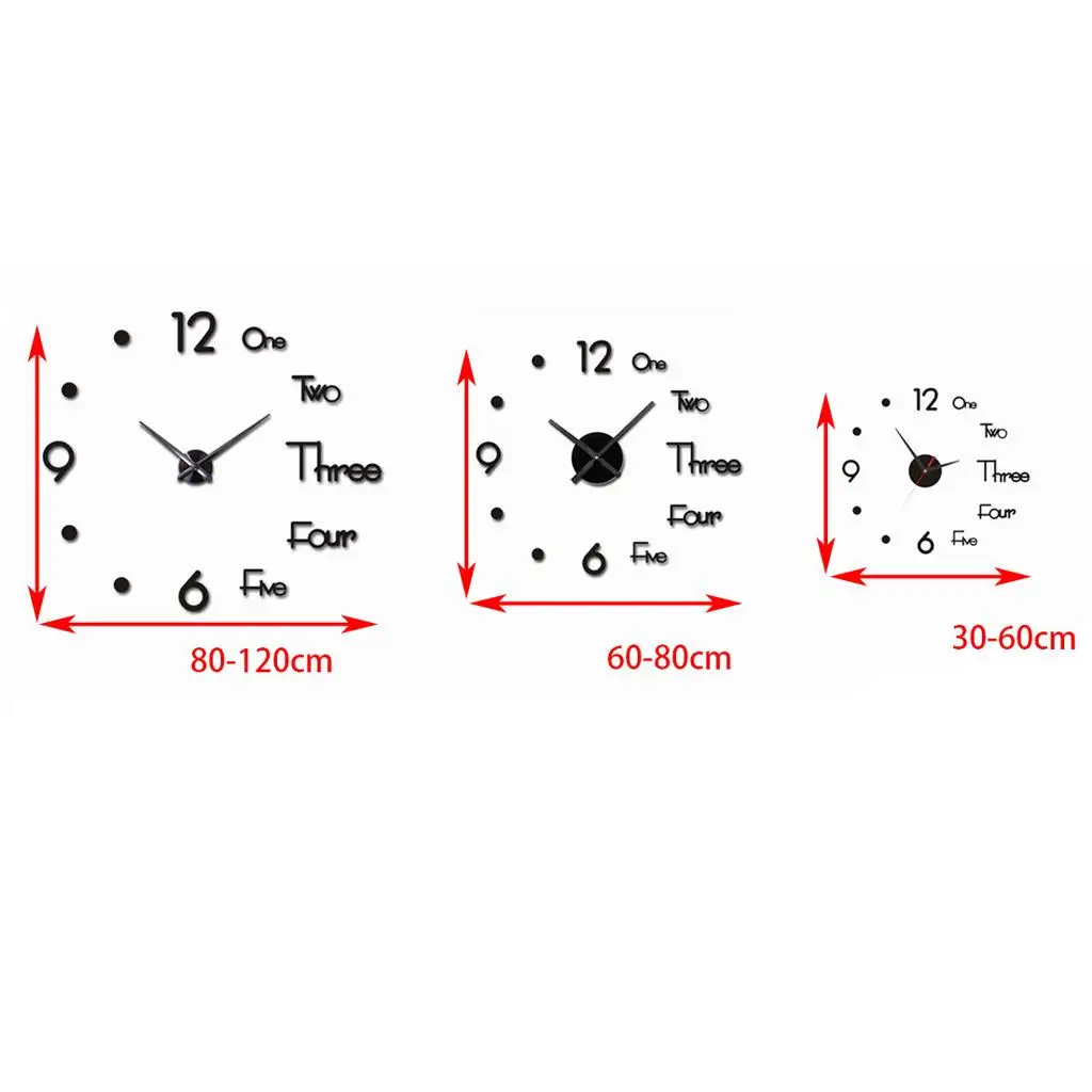 3D Wall Clock Sticker Design Large Silent Modern Home Decor Hanging Analog Clock for Kitchen Bedroom Office
