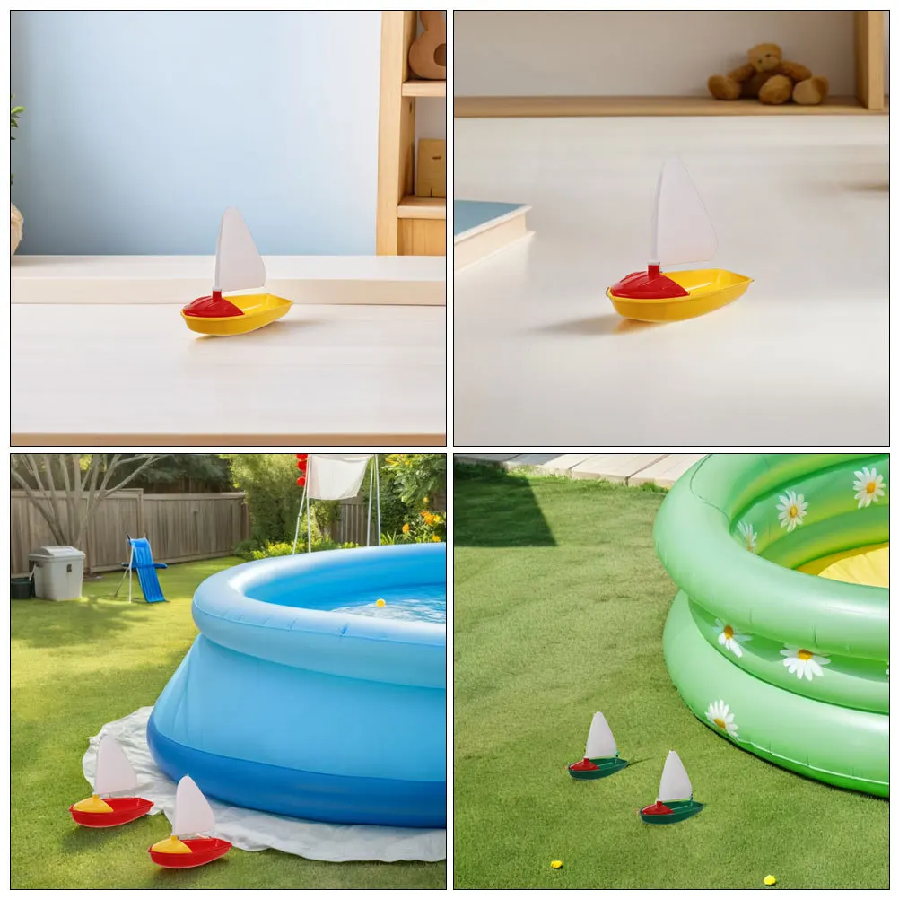 6 قطع من قارب حمام الأطفال، قارب بلاستيكي لحوض الاستحمام والشاطئ، المراكب الشراعية العائمة للأطفال، مجموعة ألعاب استحمام الطفل #4