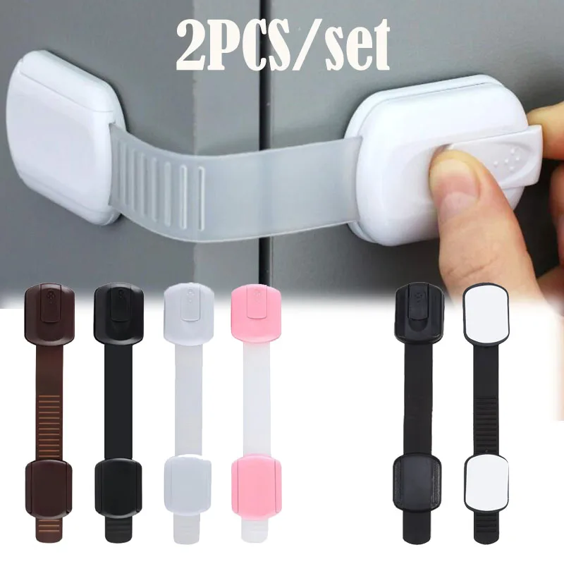

2PCS Baby Safety Lock Drawer Child Safety Cabinet Locks Adhesive Cabinet Drawer Door Latches Baby Safe Straps Adjustable
