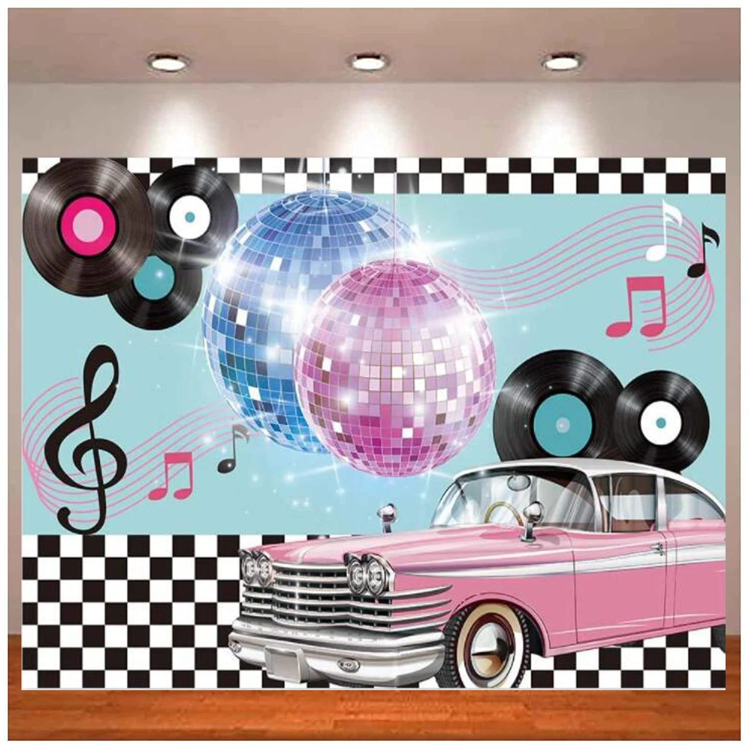 50s Retro Rock N Roll Diner Party Photography Backdrop Car Sock Hop Dance Cosplay Prom Background 1950s Adult Birthday Decor