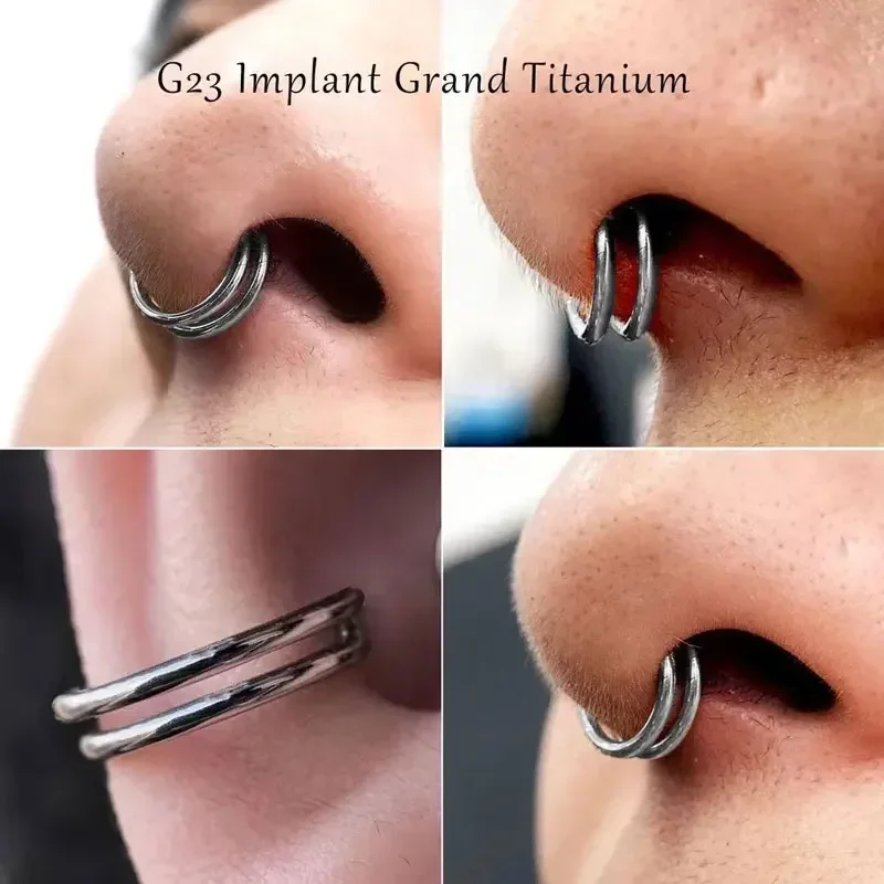 G23 Titan Nasenring Piercing 16g Doppels chicht Hohl scharnier Septum Ohr Knorpel Tragus Spiral Piercing Ohrring Körpers chmuck