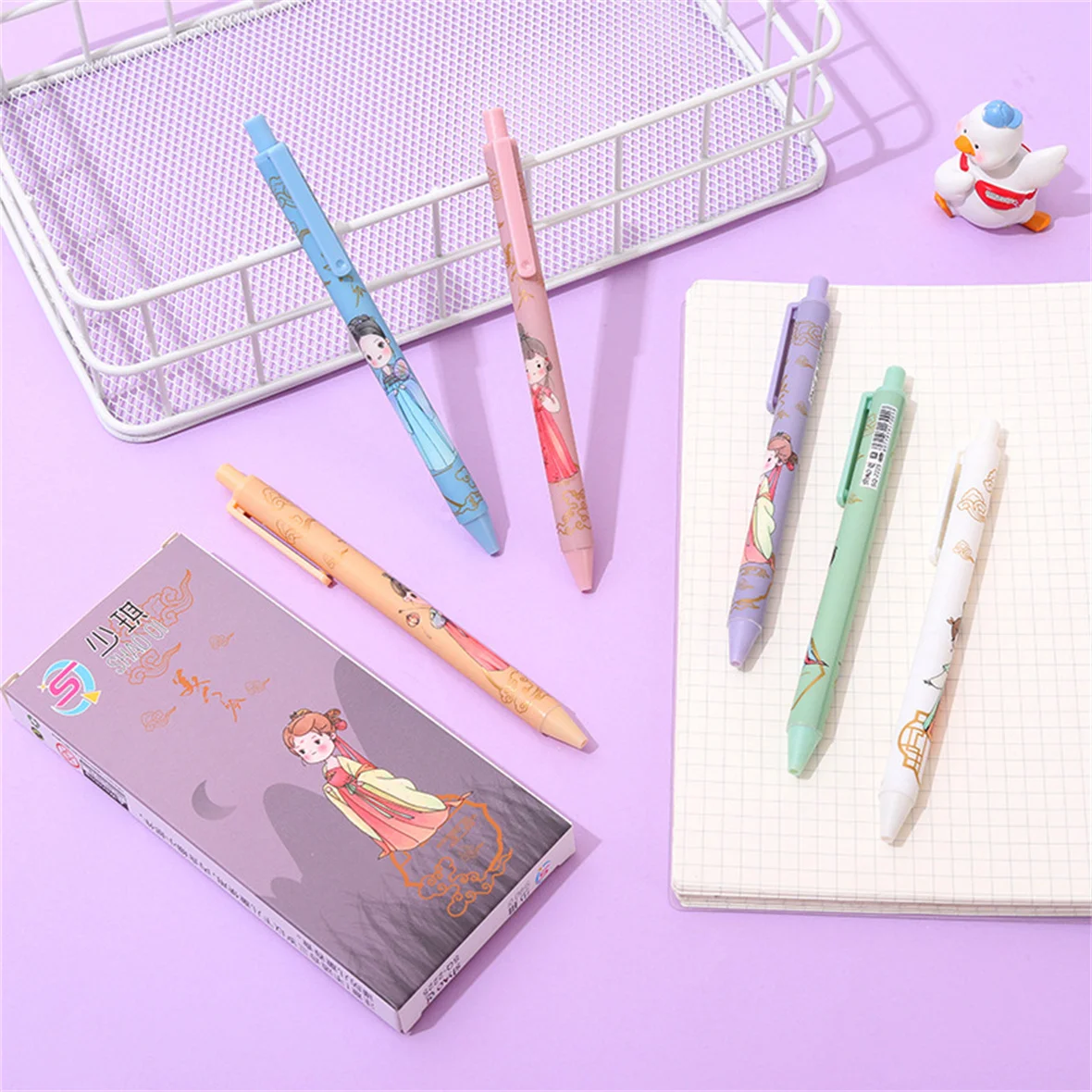 3/6 stücke niedlichen Cartoon Mädchen Gel Tinte Stift Set St. Stift Spitze schwarze Tinte schnell trocknen Stift Presse Aktion neutralen Stift Schul bedarf Büro