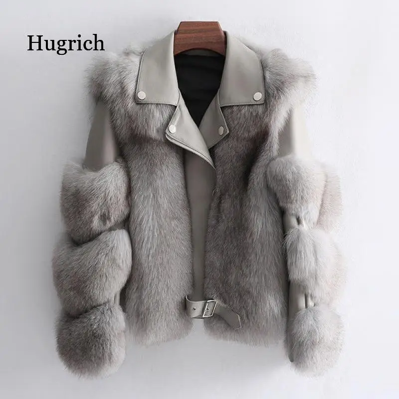 Women\'s Jacket 2021 Winter Fashion Fox Artificial Fur Coats Leather Female Jacket Wholeskin Female Parkas