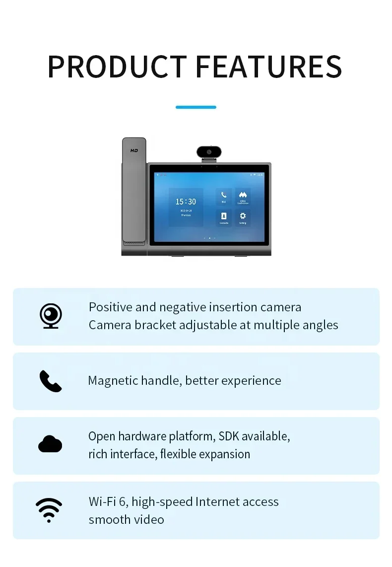 SAT1 IP VoIP WiFi شعار مخصص الفرقة مكتب هاتف فيديو ذكي لاسلكي #5