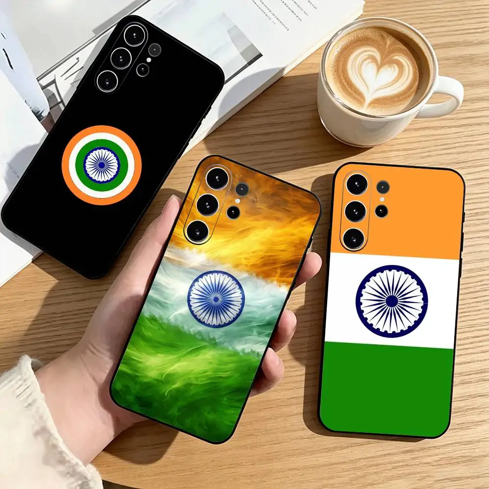 India-Indian National Emble Flag  Phone Case Black Silicone Soft For Samsung S25,S24,S21,S22,S23,S30,Ultra,S20,Plus,Fe,Lite Gift