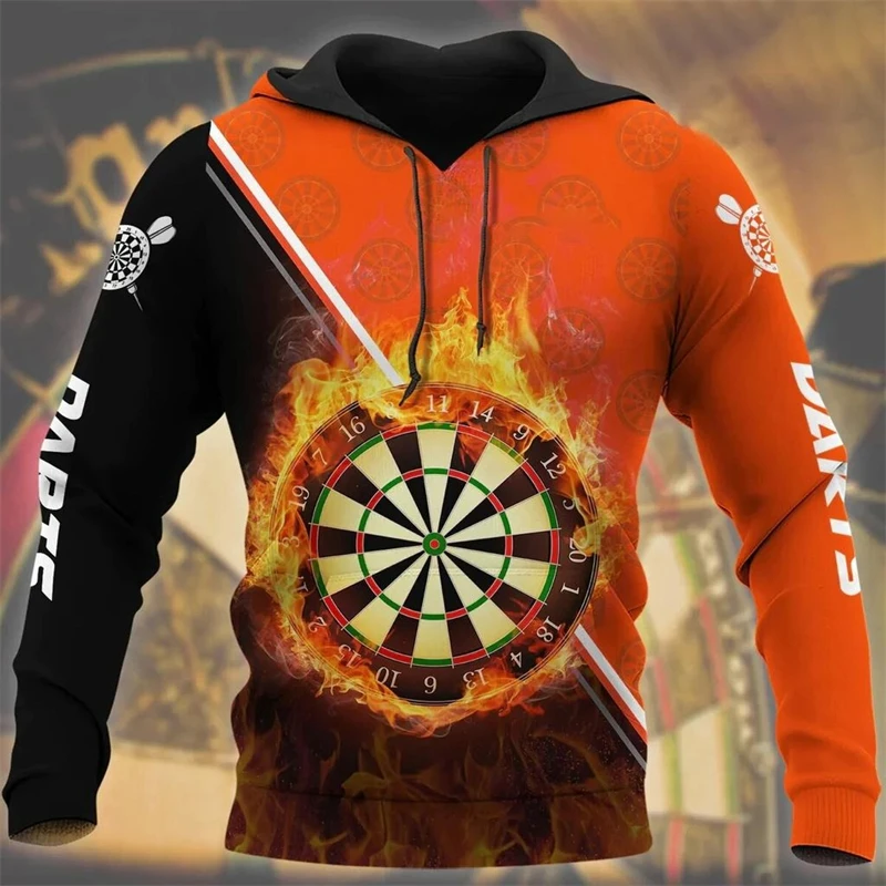 Darts Dartbord 3d gedruckt Hoodie für Männer Herbst kleidung Langarm Hoodies Streetwear Freizeit übergroße Kapuze Sweatshirt