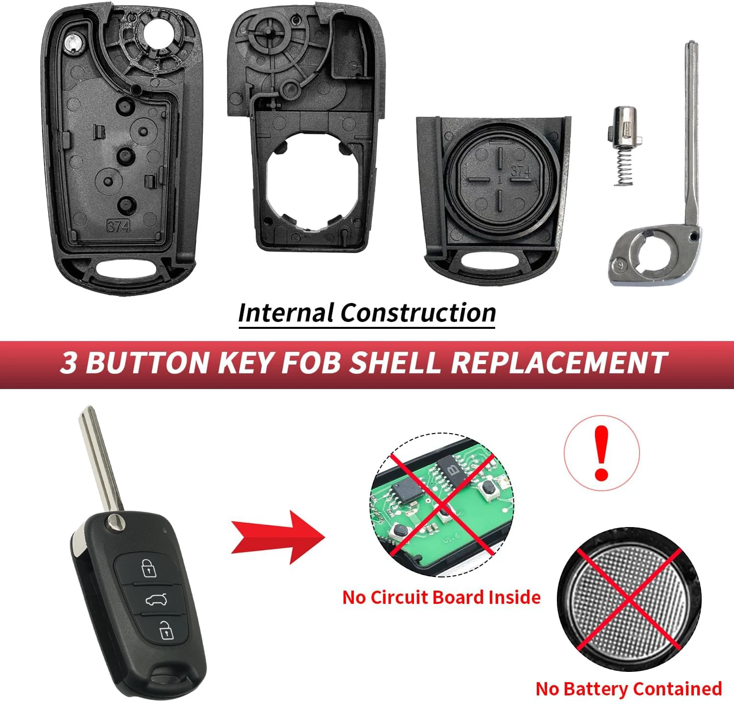 Criar ideia conjunto de capas de chave remota de 3 botões com 2 interruptores compatíveis com Hyundai I30 I20 Elantra
