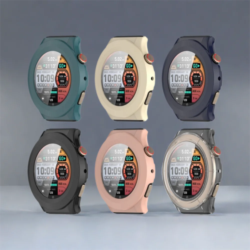 PC+Tempered Protective Case Anti-Scratch Full Coverage Screen Cover Bumper Protector Shell for Amazfit Cheetah Round/Cheetah Pro