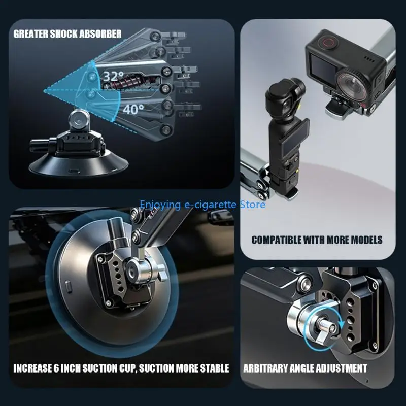 Auto-Windschutzscheiben-Kamerahalterung mit Saugnapfbasis, stoßdämpfendem Arm und einstellbarer Positionierung für den – Detail 7