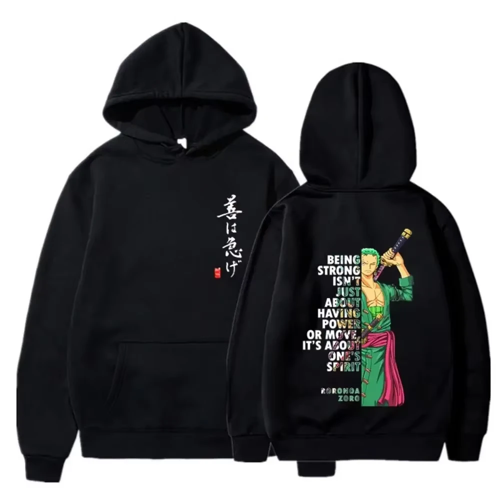 

New Hoodie Roronoa Zoro Quote OP Pullover Hooded Sweater Casual Cotton Top Clothing Men and Women Same Style
