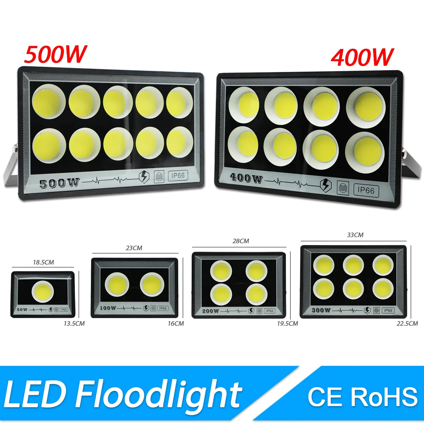 

NEW 50/100/200/300/400/500W Led FloodLights AC 175-265V Outdoor Wall Flood lights Spotlight IP66 Waterproof LED Street Lamps HOT