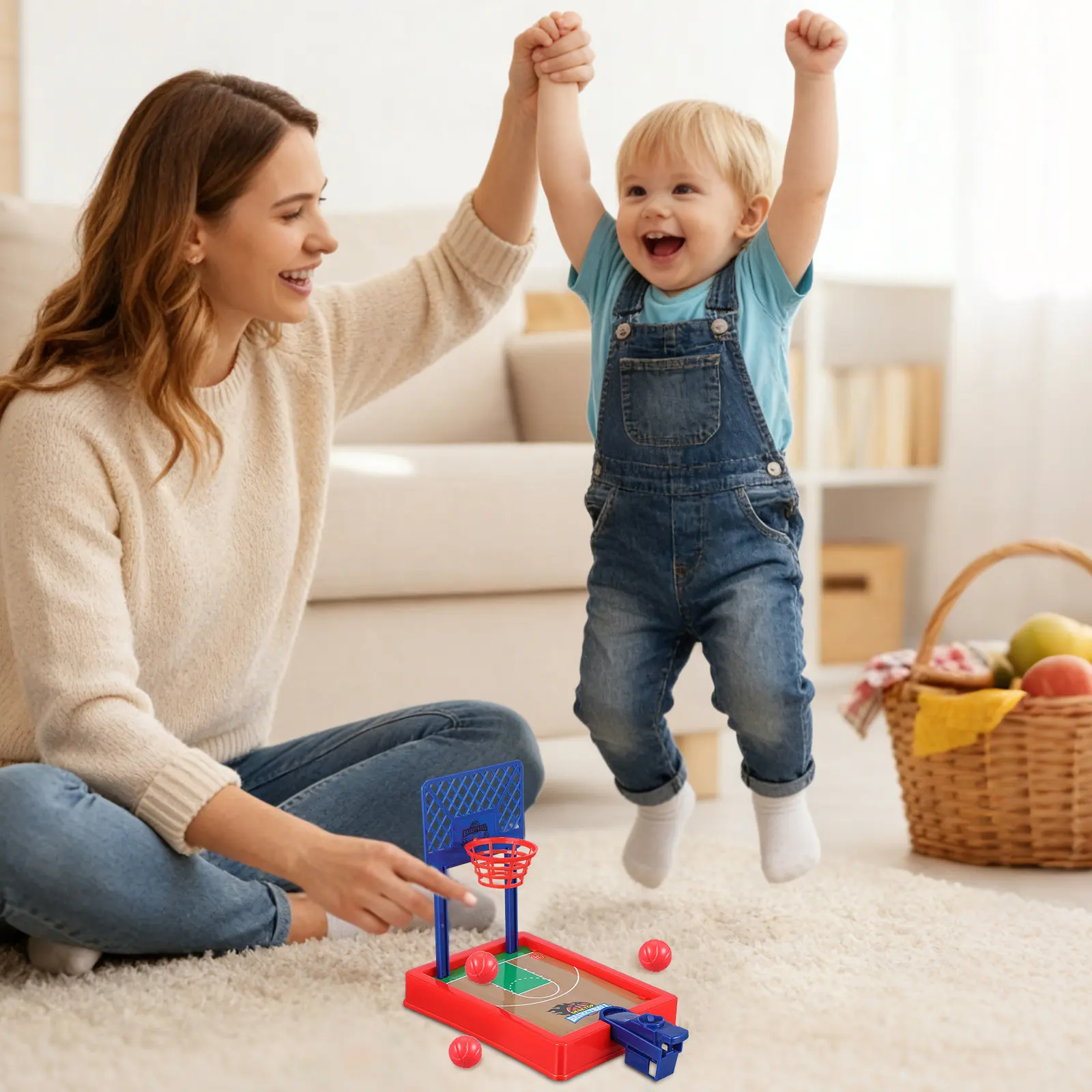 

Mini Desktop Basketball Game 4 Balls Included Portable Stress Relief Sport for Home Office Party Favor Educational Activity Game