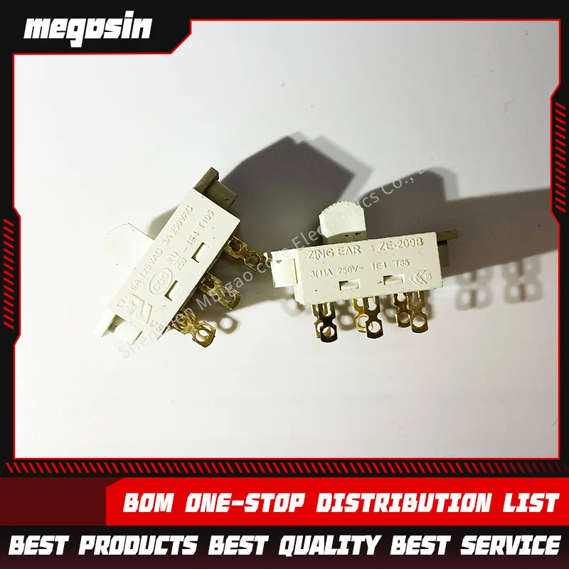 5PCS/LOT Toggle the switch to switch the sliding switch of the high-current 6-pin 2-speed ZE-209B hair dryer 3A 250V