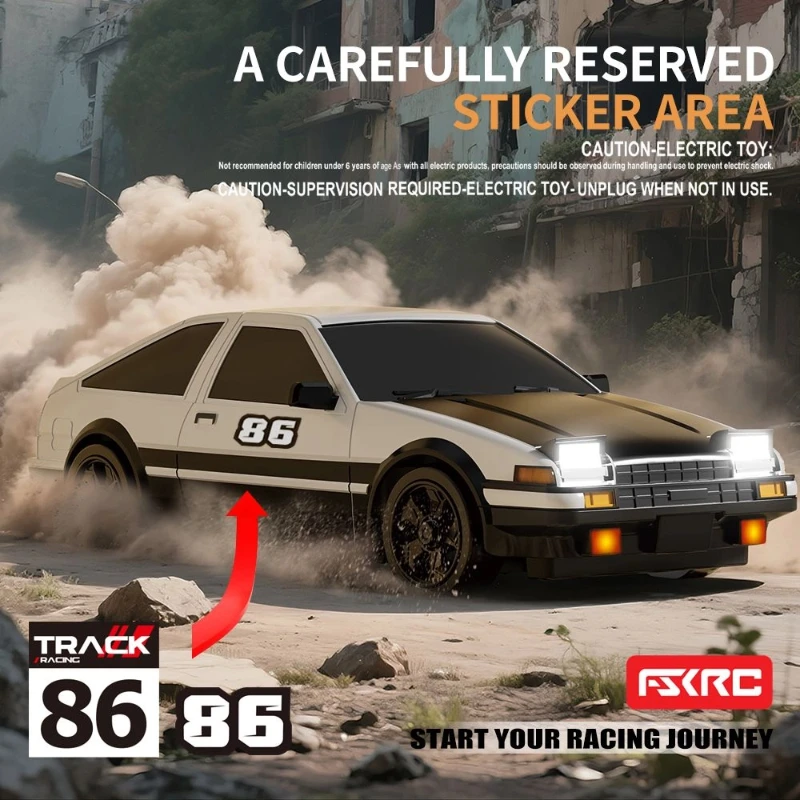 Drift Rc Car 4x4 Hb Giocattoli 1:18 Ae86 Modello di auto da corsa con giroscopio Eps Simulazione Lanciare la lampada Desigh Kid per i regali di compleanno