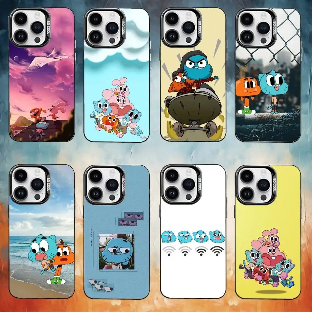 

A-Amazing World Gumball Phone Case For iPhone17,16,15,14,13,12,11 Plus,Pro Max Black Candy Matte Shockproof Cover