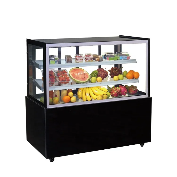 Dessert Shop LED Light Vegetable And Fruit Display Glass Snack Bakery Cake Showcase Bakery Cooler/Chiller