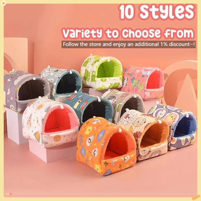 

New Hamster House Rabbit Rodent Guinea Pig Rat Cage Nest Small Animal Sleeping Bed Winter Warm Cotton Mat Accessories Hedgehog