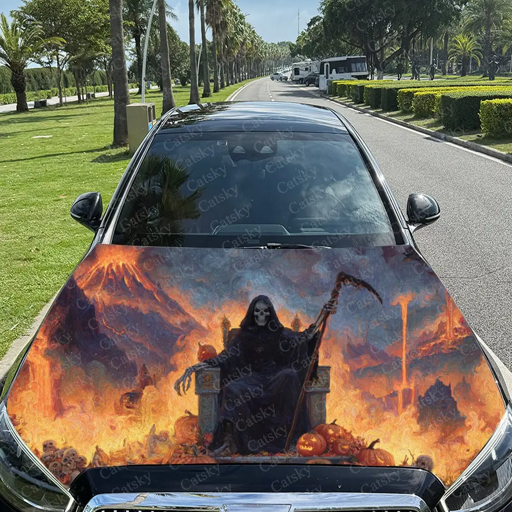 

Fiery Death Car Hood Stickers Self-Adhesive Waterproof and Durable Vinyl Wrap, Decorate And Protect Your Car Gift For Boyfriend