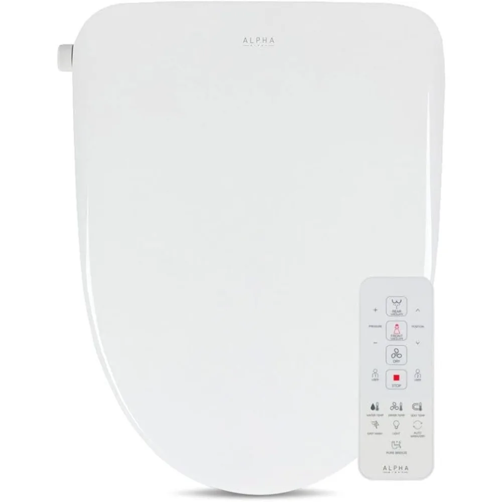 

New-ALPHA BIDET UX Pearl Bidet Toilet Seat in Elongated White | Ultra Low Profile | Endless Warm Water