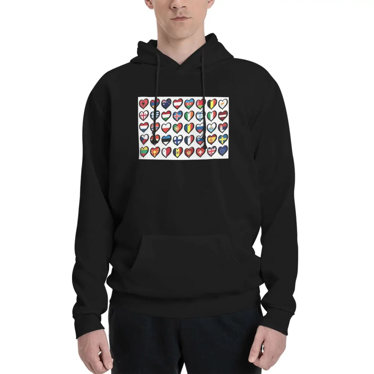Eurovision Song Contest Flags Hearts ESC EBU Eurofans Hoodies  Pullover Autumn Winter Men's Women's Sweatshirts Long Sleeve Tops